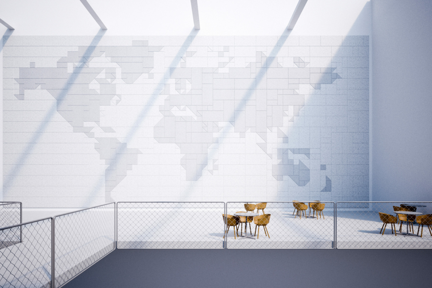 BAUX-Acoustic-wood-wool-panels-campus-inspiration-worldmap-scaled